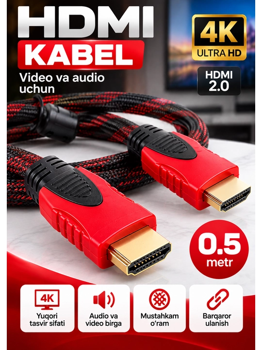 HDMI kabel 0.5 metr, 4K Ultra HD - 