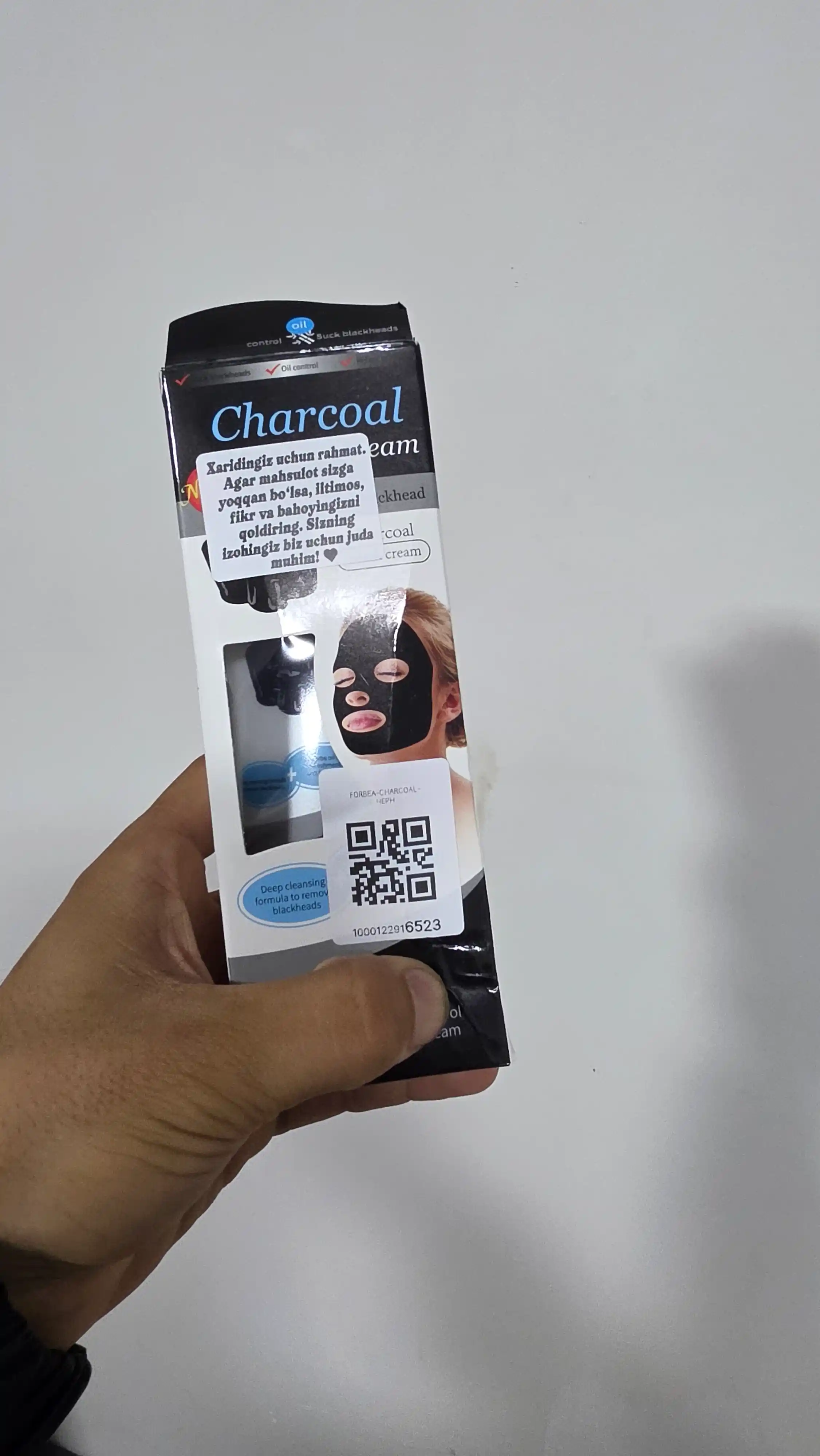 Yuz uchun maska Charcoal Mask Cream, tozalovchi va namlovchi, 130 g