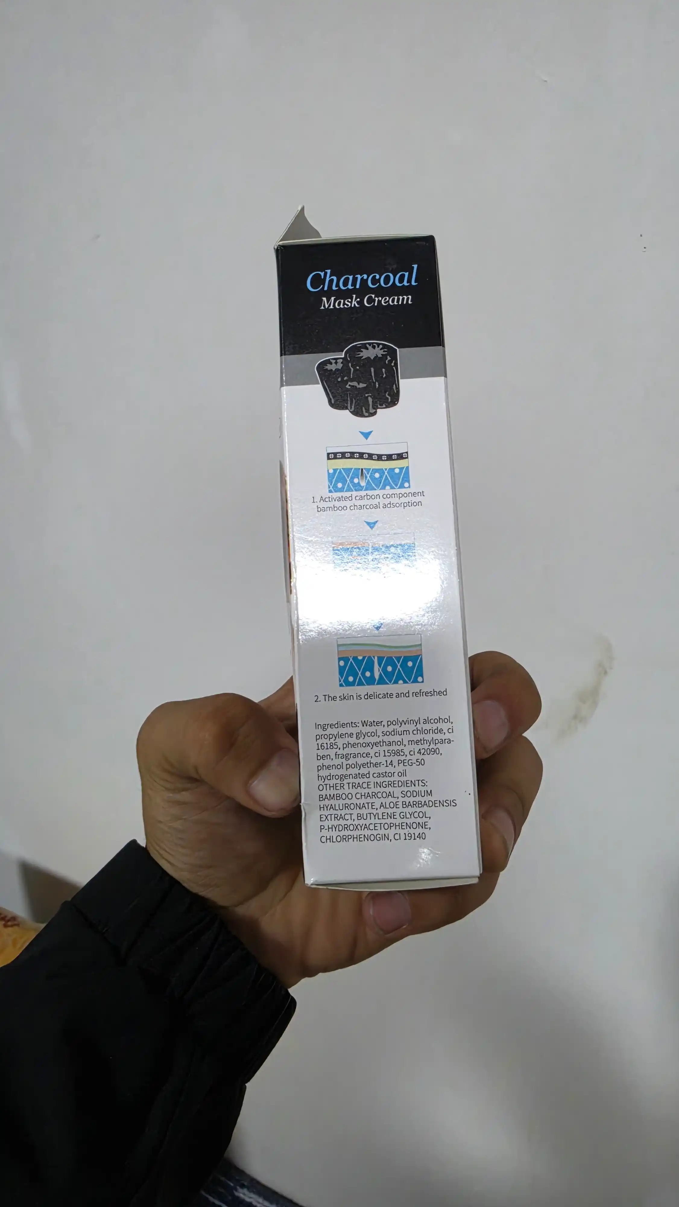 Yuz uchun maska Charcoal Mask Cream, tozalovchi va namlovchi, 130 g