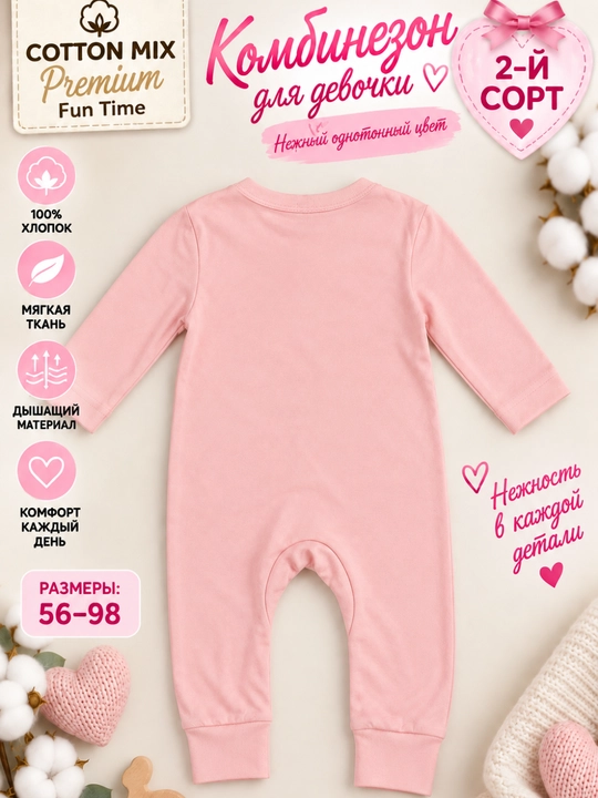 Комбинезон для девочки Cotton Mix Premium Fun Time, 100% хлопок, 2-й сорт
