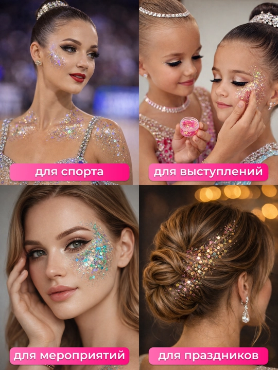 Профессиональный глиттер для лица, тела и волос