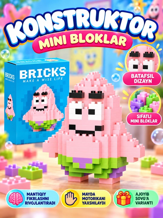 3D mini bloklardan konstruktor o‘yinchoq, 42 xil - 