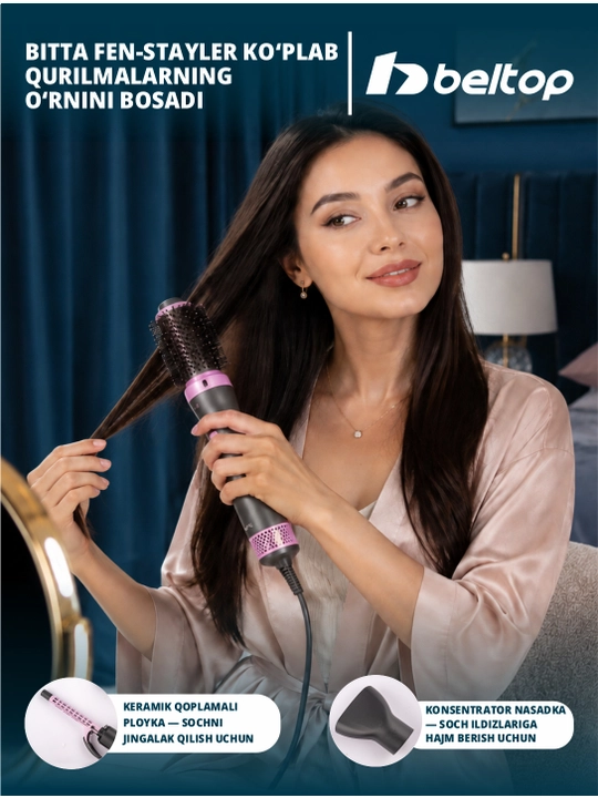 Фен-стайлер BELTOP, мультистайлер для сушки и укладки волос