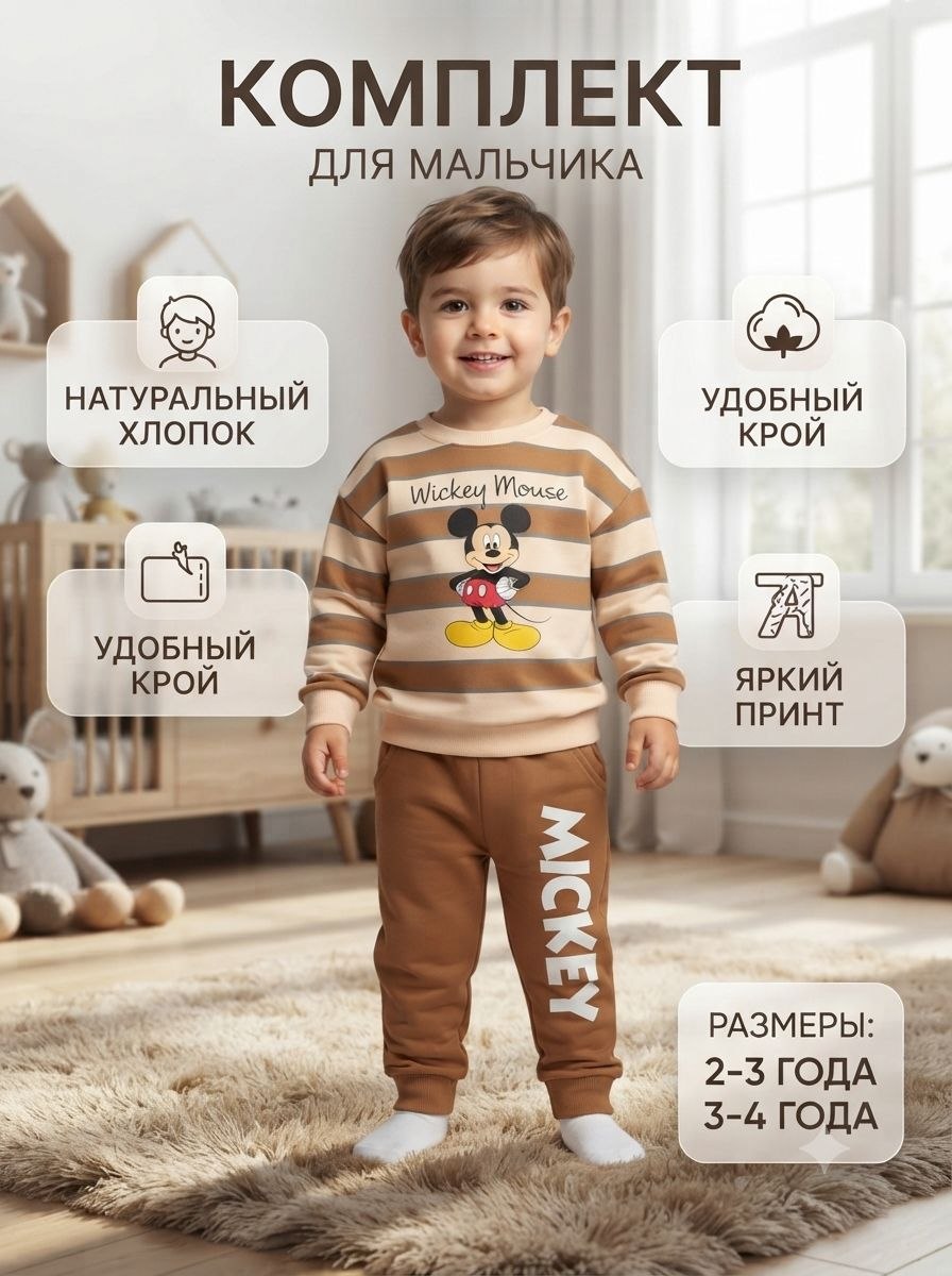 Детский костюм-двойка на весну и осень 2–7 лет хлопок 2 нити - 