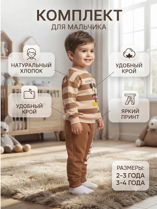 Детский костюм-двойка на весну и осень 2–7 лет хлопок 2 нити