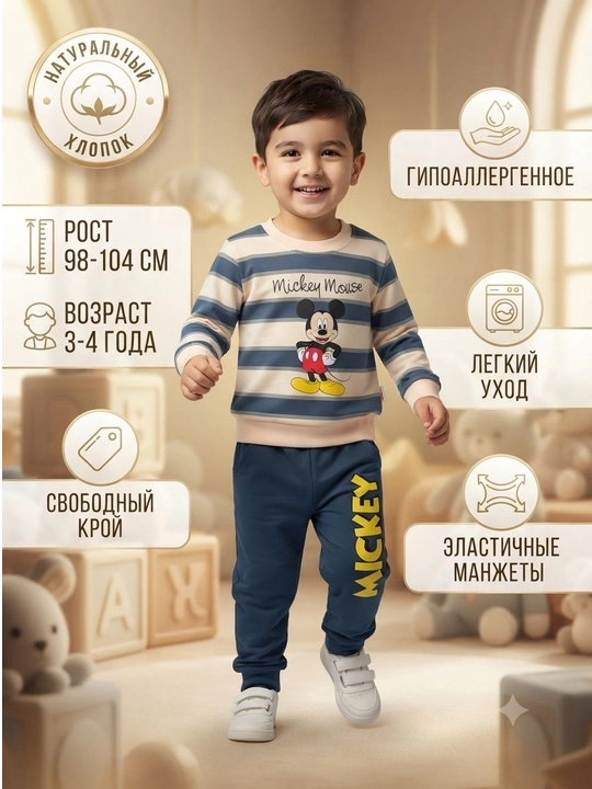 Детский костюм-двойка на весну и осень 2–7 лет хлопок 2 нити - 