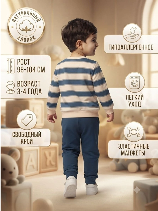 Детский костюм-двойка на весну и осень 2–7 лет хлопок 2 нити