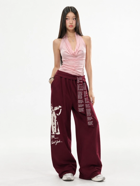 Ayollar uchun oversayz keng sport shim jogger, erkin fason, qulay kundalik kiyim 44-50 - 