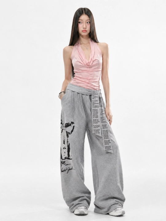 Ayollar uchun oversayz keng sport shim jogger, erkin fason, qulay kundalik kiyim 44-50 - 