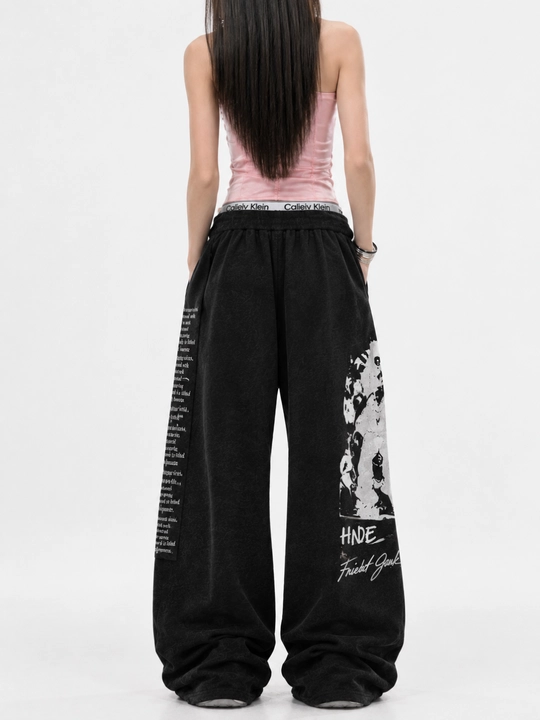 Ayollar uchun oversayz keng sport shim jogger, erkin fason, qulay kundalik kiyim 44-50
