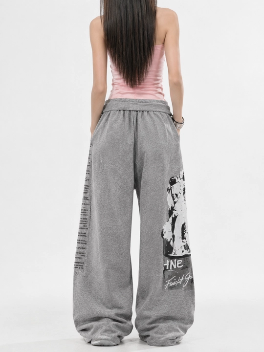 Ayollar uchun oversayz keng sport shim jogger, erkin fason, qulay kundalik kiyim 44-50