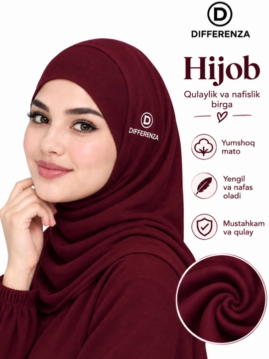 DIFFERENZA Tayyor Hijob Ro‘mol Bone bilan – Ayollar uchun Sifatli va Qulay Ro‘mol - 