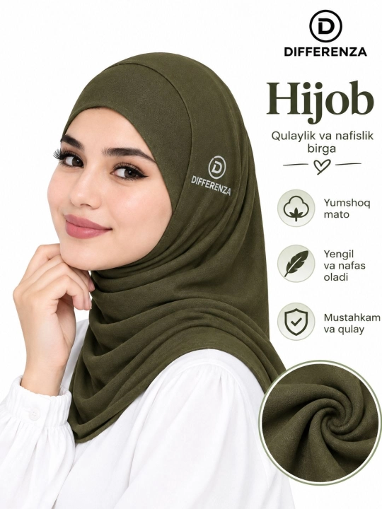DIFFERENZA Tayyor Hijob Ro‘mol Bone bilan – Ayollar uchun Sifatli va Qulay Ro‘mol - 