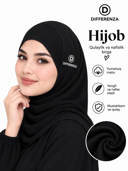 DIFFERENZA Tayyor Hijob Ro‘mol Bone bilan – Ayollar uchun Sifatli va Qulay Ro‘mol - 