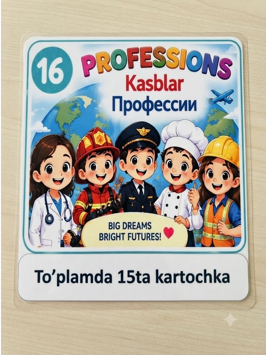 Ламинированные обучающие карточки для детей на английском, узбекском и русском языках - 