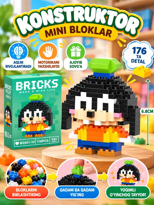 3D mini bloklardan konstruktor o‘yinchoq, 42 xil - 