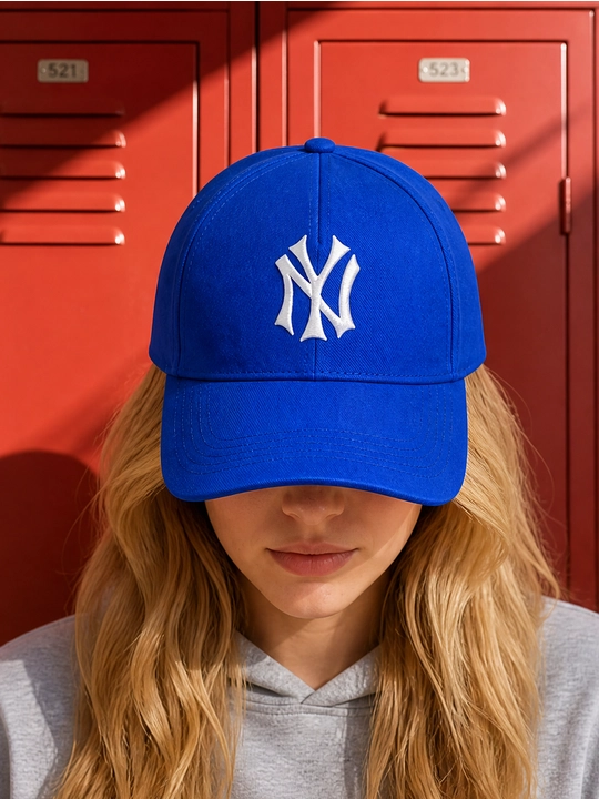 NY monogrammali printli 100% paxtali 5 panelli beysbolka, uniseks