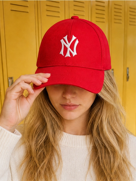 NY monogrammali printli 100% paxtali 5 panelli beysbolka, uniseks