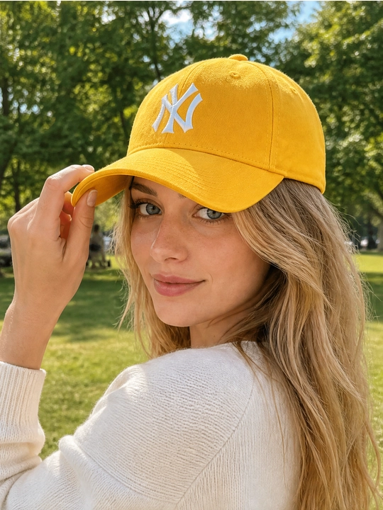 NY monogrammali printli 100% paxtali 5 panelli beysbolka, uniseks