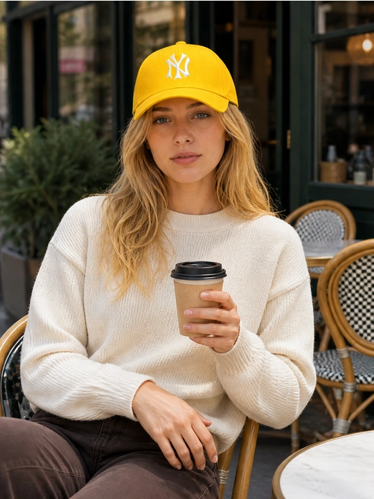 NY monogrammali printli 100% paxtali 5 panelli beysbolka, uniseks