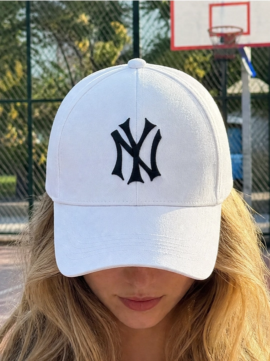 NY monogrammali printli 100% paxtali 5 panelli beysbolka, uniseks
