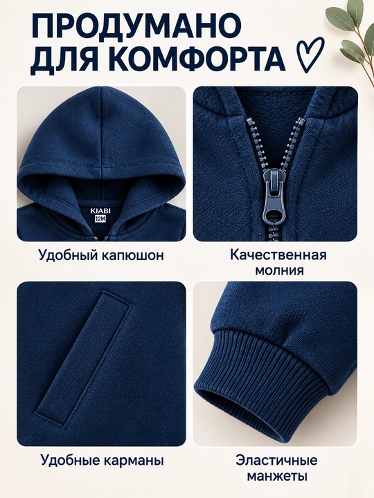 Детский костюм тройка : худи на молнии, лонгслив и брюки, спортивный комплект