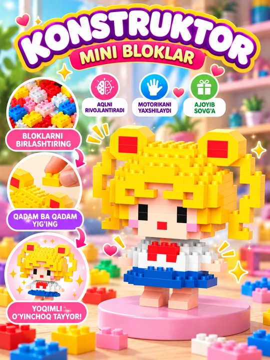 3D mini bloklardan konstruktor o‘yinchoq, 42 xil - 
