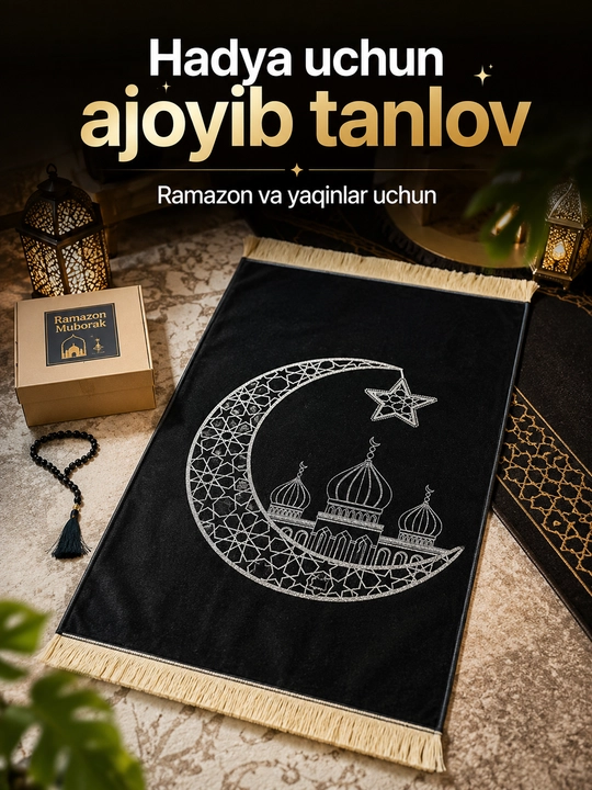 Namoz gilami, 105*80 sm, yumshoq va yengil mato, sovg‘a uchun ajoyib tanlov