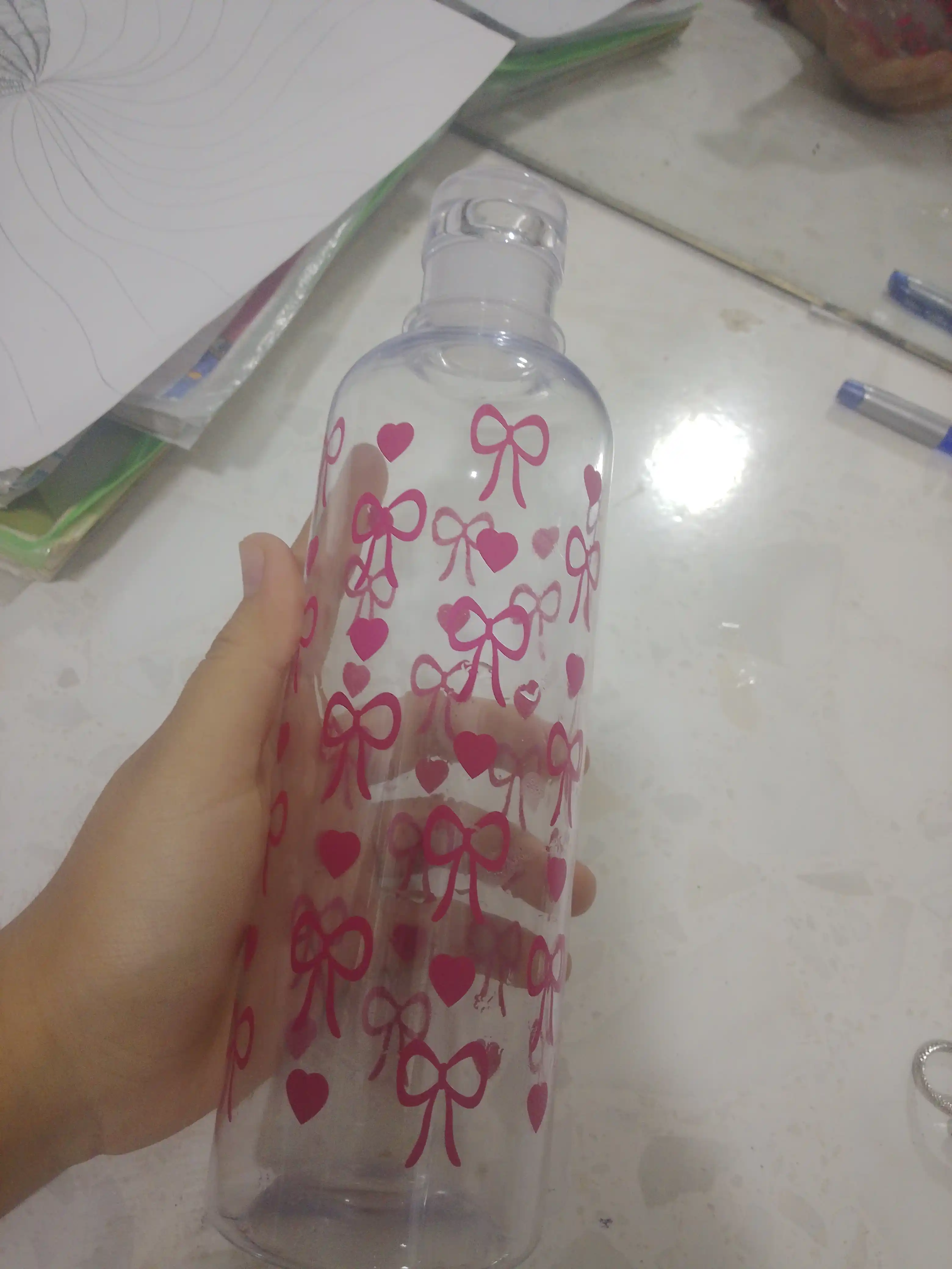 Suv uchun estetik idish (AKRIL), vaqt shkalali zamonaviy suv idish, Pinteress, 500/750ml