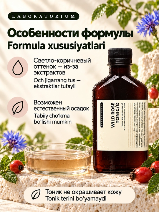 Oddiy va aralash teri uchun Laboratorium Wild Rose yuz tonigi, 250 ml