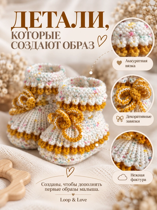 Вязаные детские пинетки
