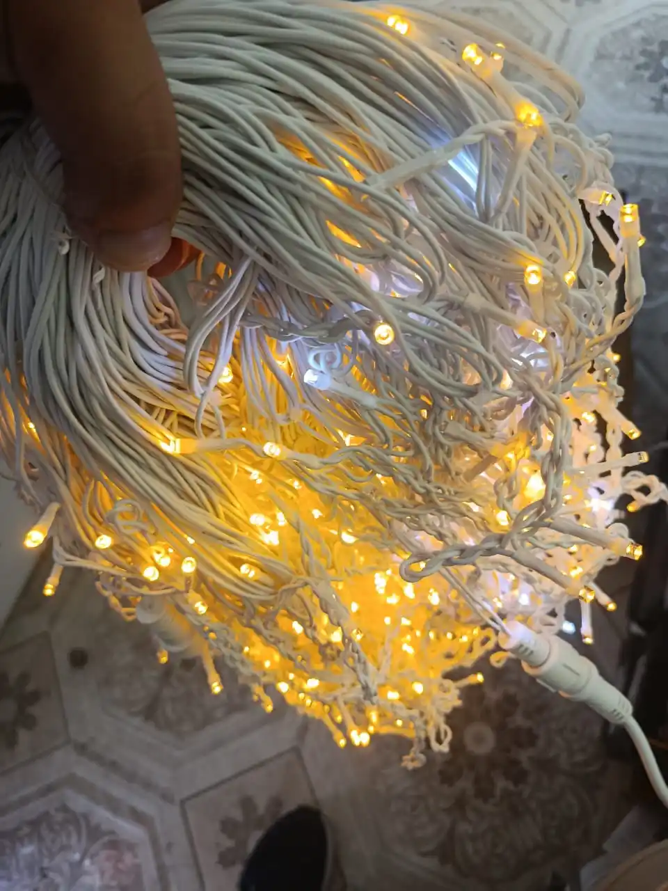 LED Girlyanda kocha dekorativ chiroqlari 12m, 25m, 50m, metirli sariq va oq