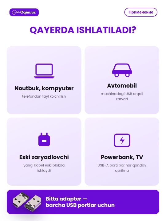 Type-C dan USB-A ga adapter, mini, metall, zaryadlash va ma'lumot uzatish uchun o'tkazgich