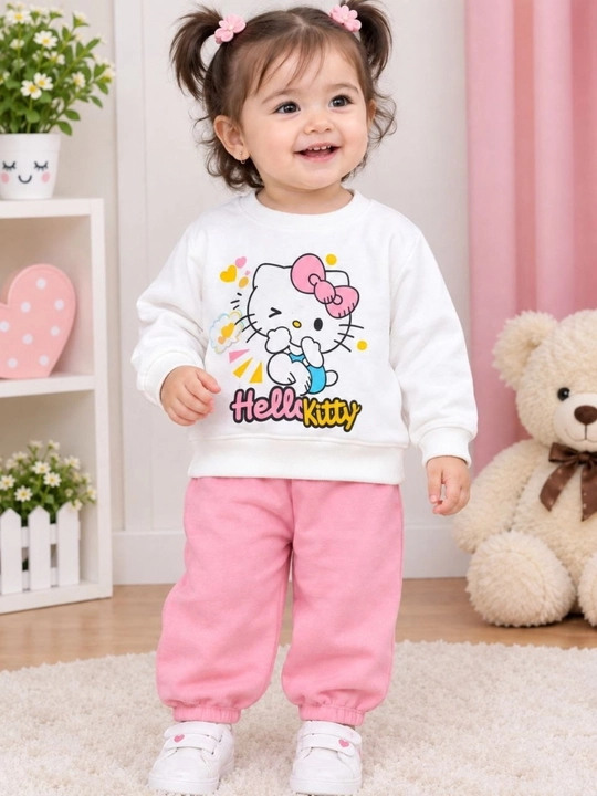 Комплект одежды Hello Kitty для девочек 1 года: розовые брюки и топ с принтом Kitty