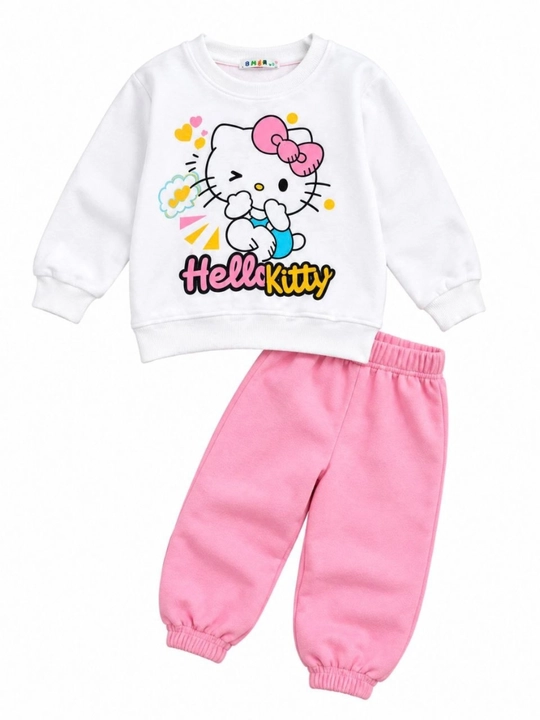 Комплект одежды Hello Kitty для девочек 1 года: розовые брюки и топ с принтом Kitty