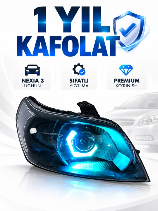 Тюнинговые фары Nexia 3 с Bi-LED Zimmer R80 Max 80W, RGB Angel Eyes, 260 функций