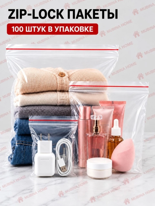 Zip-lock пакеты 100 шт для хранения продуктов и вещей