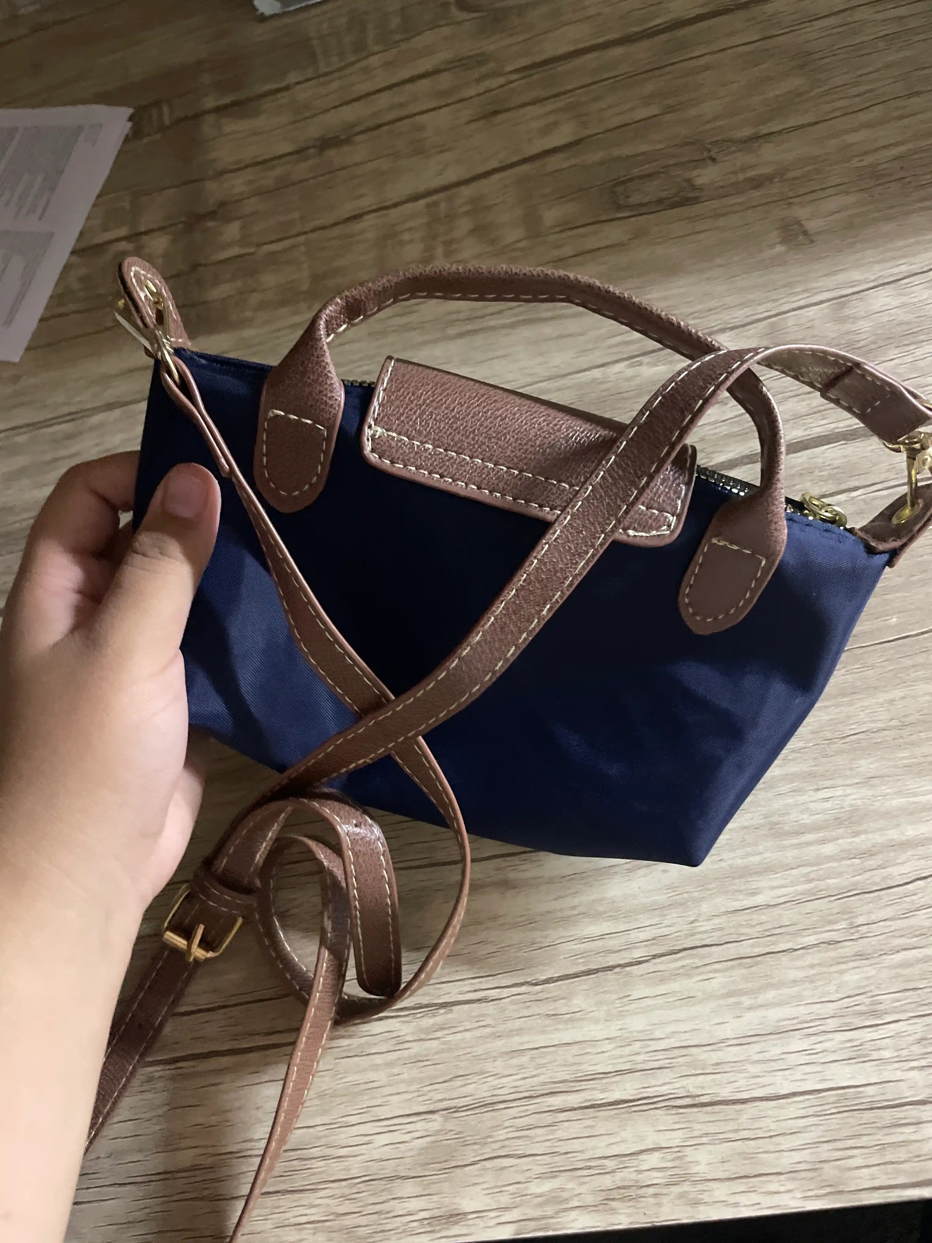 Ayollar kross-bodi sumkasi, kichik, longchamp uslubida, kosmetik sumka