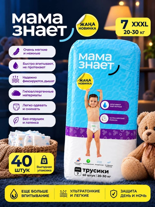 Mama znaet 3XL taglik-trusi, 40 dona, 20-30 kg - 