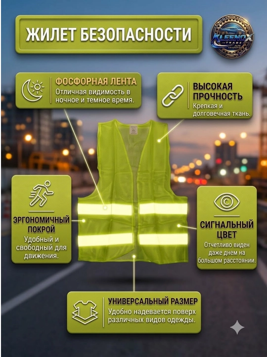 Nur qaytaruvchi xavfsizlik nimchasi, avtomobil va ish uchun yorug'lik qaytargich jilet