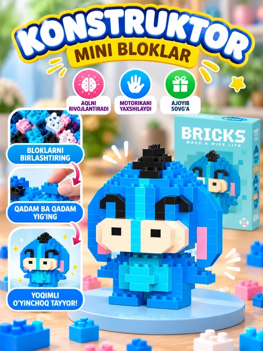 3D mini bloklardan konstruktor o‘yinchoq, 42 xil - 