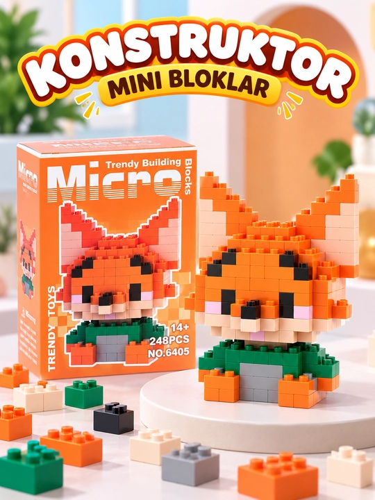 3D mini bloklardan konstruktor o‘yinchoq, 42 xil - 