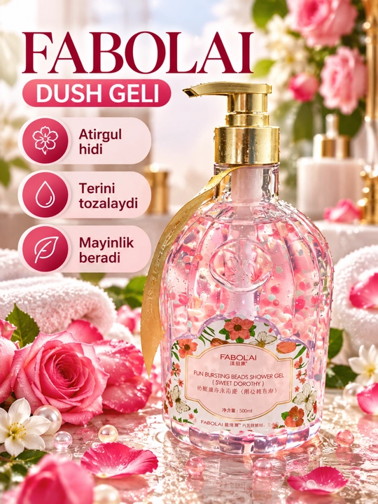 Dush geli 300 ml, 500 ml, 800 ml, xushbo‘y, namlovchi va yumshoq parvarish uchun - 