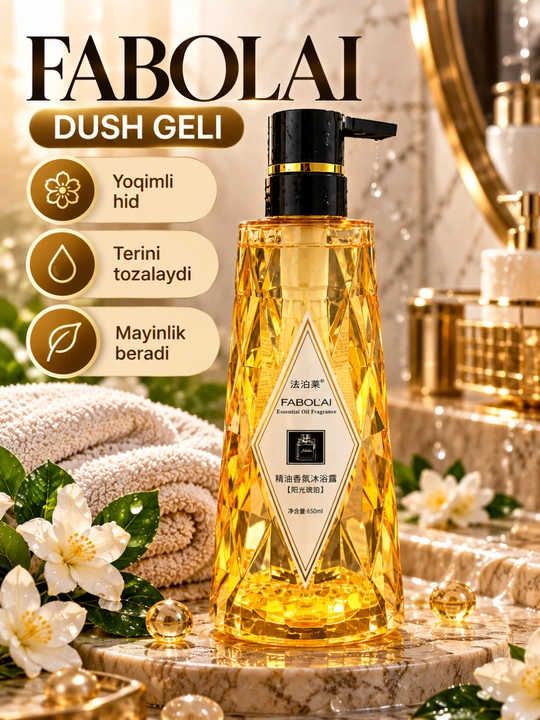 Dush geli 300 ml, 500 ml, 800 ml, xushbo‘y, namlovchi va yumshoq parvarish uchun