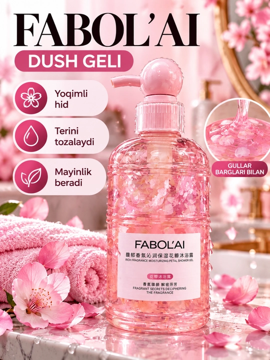 Dush geli 300 ml, 500 ml, 800 ml, xushbo‘y, namlovchi va yumshoq parvarish uchun - 