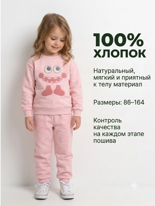 Детский костюм двойка для девочек, свитшот и брюки