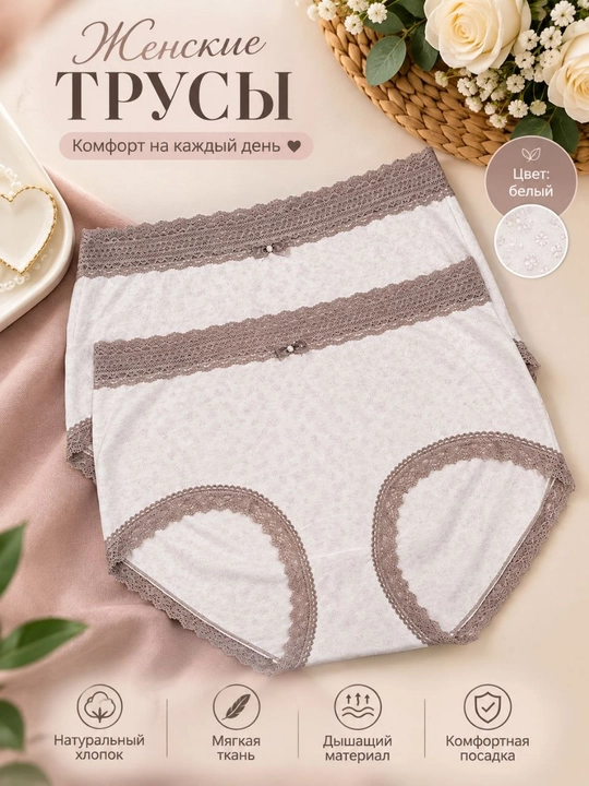 Ayollar uchun yuqori belli trusiklar —XL,2XL,3XL - 