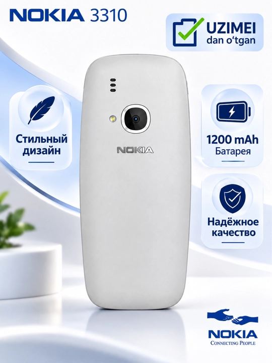 Nokia 3310 dual sim knopka telefon, legenda tugmali telefon uzimeidan o'tgan, 1200 mAh