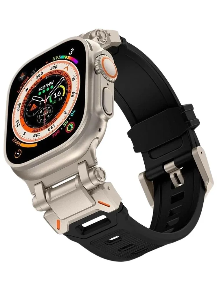 Ремешок для Apple Watch Ultra  42/44/45/46/49 мм, силиконовый, с металлическим креплением - 