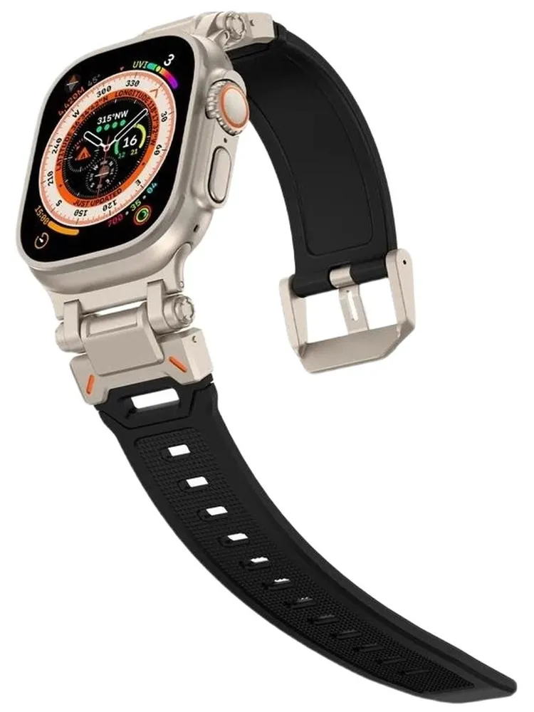 Ремешок для Apple Watch Ultra  42/44/45/46/49 мм, силиконовый, с металлическим креплением